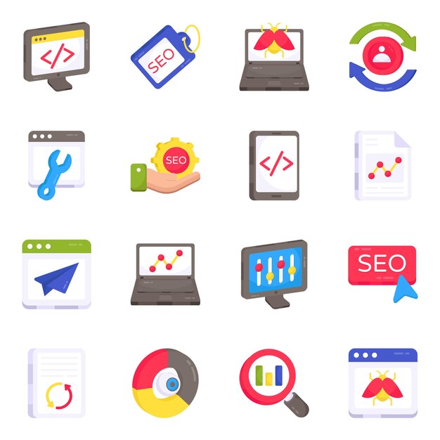 Pack of SEO Flat Icons