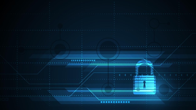 Padlock Security cyber digital concept Abstract technology background protect system innovation