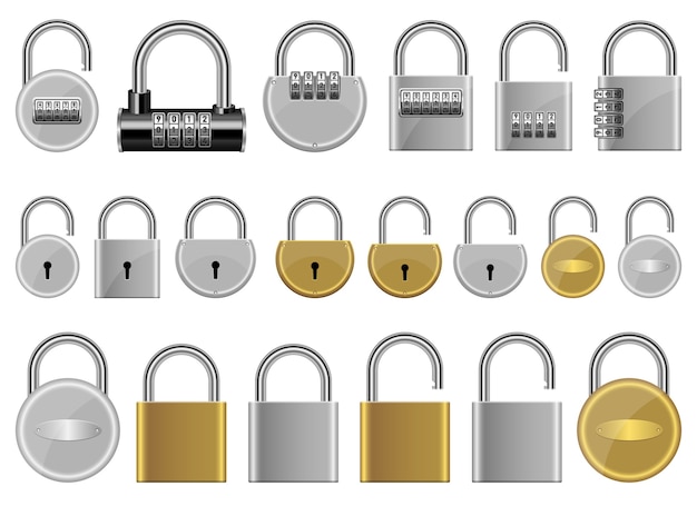 padlock set   illustration isolated on white background