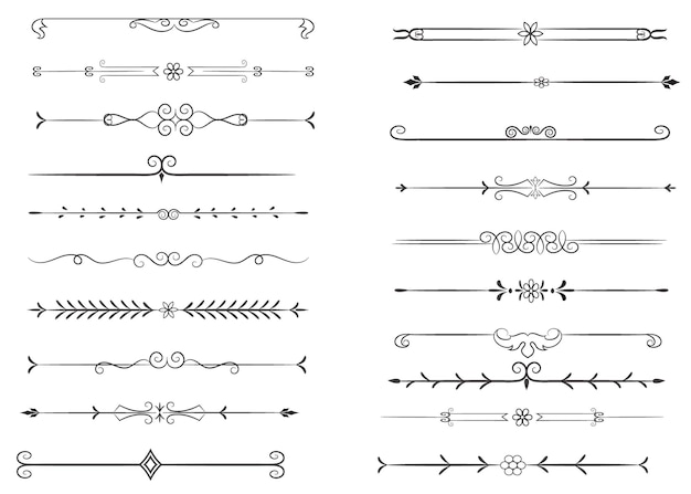 Page Divider And Design Elements Set of Various Simple Black Divider Design Assorted Divider