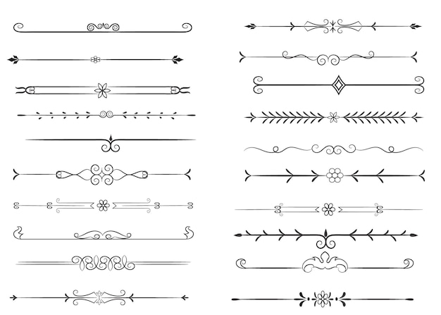 Page Divider And Design Elements Set of Various Simple Black Divider Design Assorted Divider