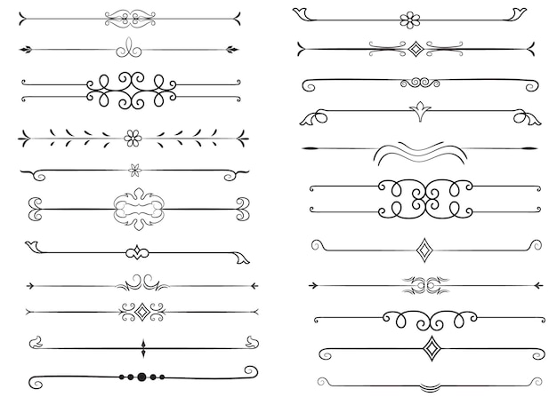 Page Divider And Design Elements Set of Various Simple Black Divider Design Assorted Divider
