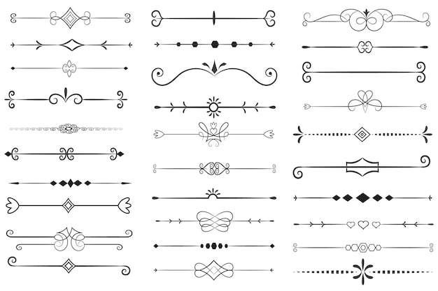 Page Divider And Design Elements Set of Various Simple Black Divider Design Assorted Divider