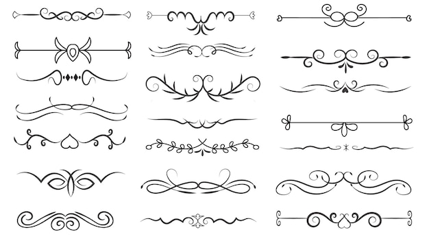Page Divider And Design Elements Set of Various Simple Black Divider Design Assorted Divider