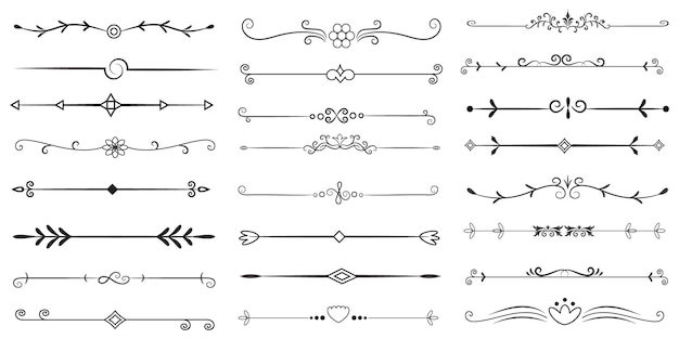 Page Divider And Design Elements Set of Various Simple Black Divider Design Assorted Divider