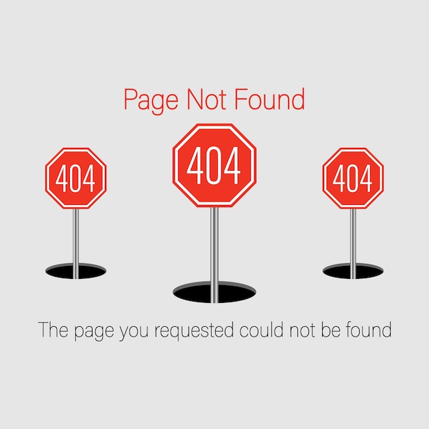 Page not found. Error 404 sign. Website error sign. Conection or security issues.