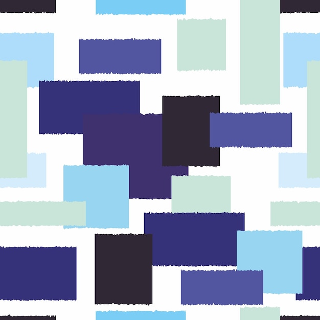 Paint brush squares background Seamless pattern Hand drawn geometric ornament Freehand