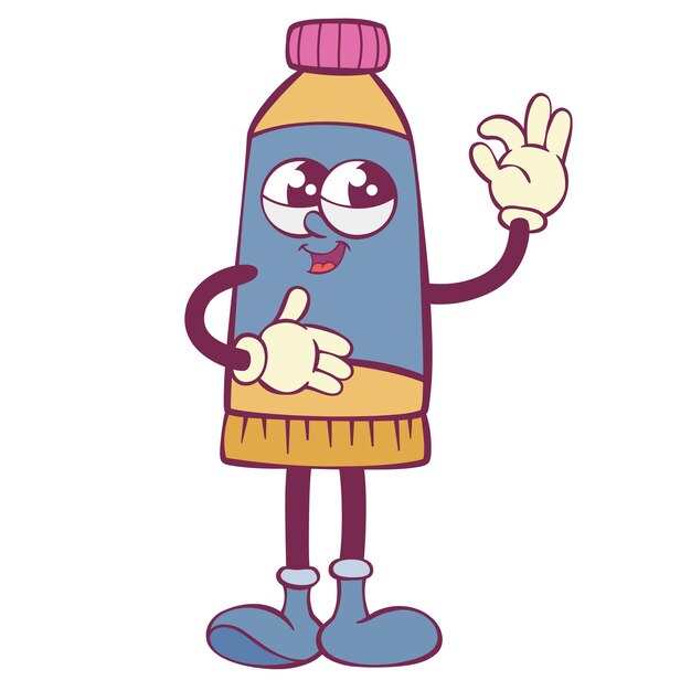 paint tube character retro groovy mascot