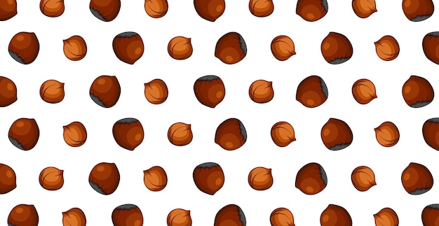 panoramic pattern of roasted hazelnuts on a white background vector
