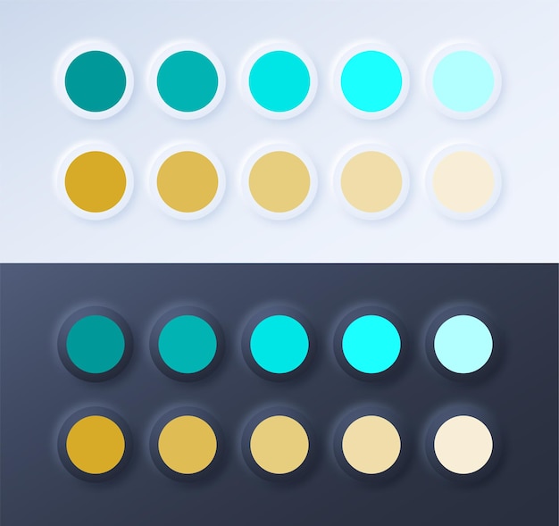 pantone color guide palette catalog samples cyan and mustard neumorphism style