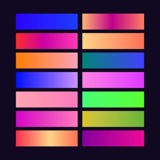pantone gradient colour palette catalog samples in rgb or hex pastel and neon