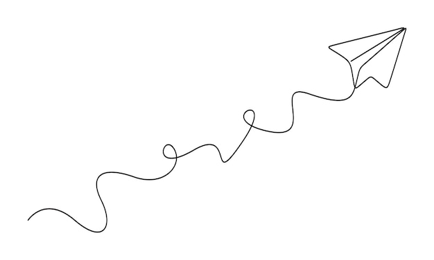 Paper Airplane in Flight A Minimalist Line Art Illustration