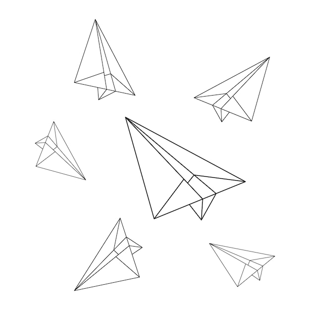 Paper airplane sign template design line art design