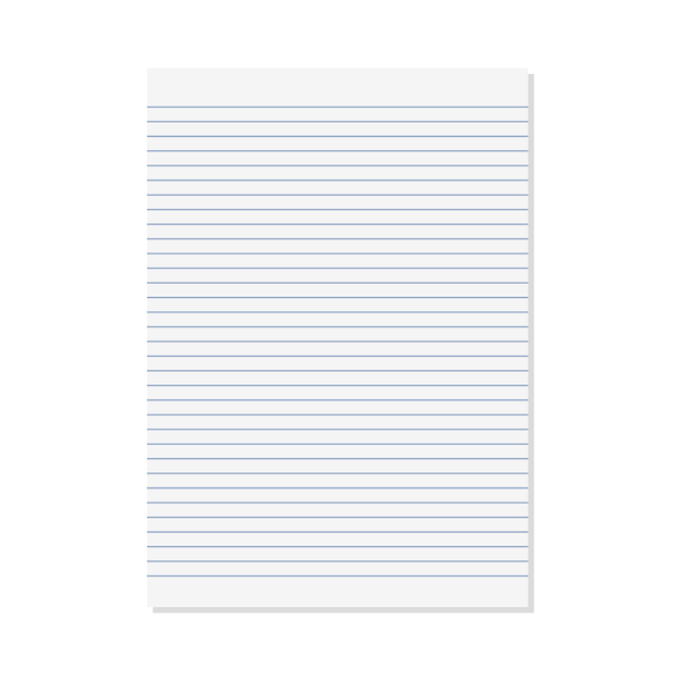 Paper lined notebook memo page white sheet template illustration for school education and office