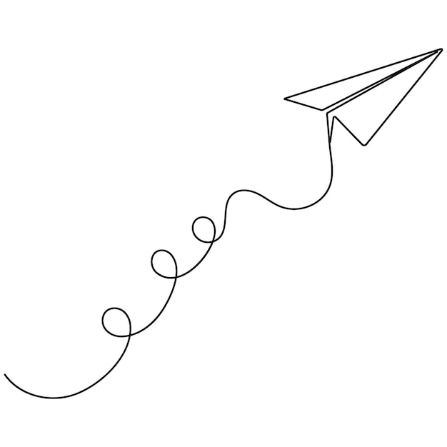 Paper plane icon continuous one line drawing outline vector illustration