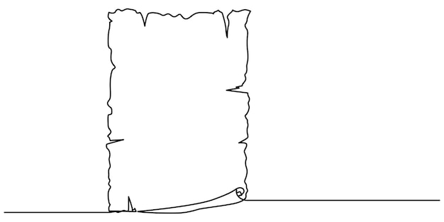 Papyrus Old paper one line drawing continuous hand drawn Vector illustration empty blank pape