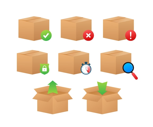 Parcel care standard step icon of delivery service. Insurance and return for product. Vector stock illustration