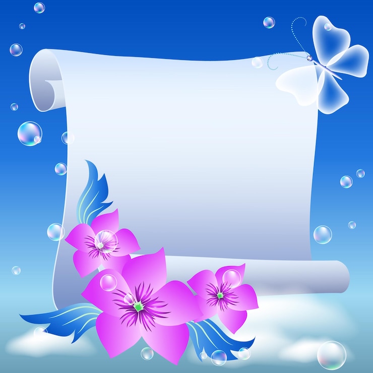 Vector parchment and flowers