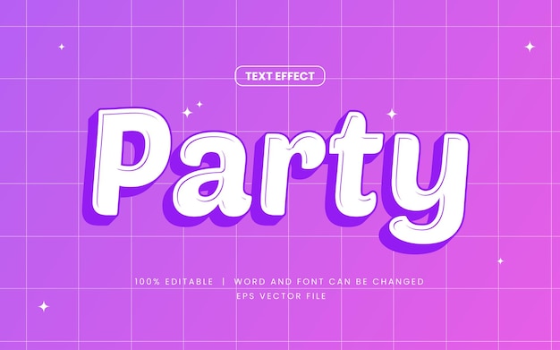 Party editable text effect with vaporwave style