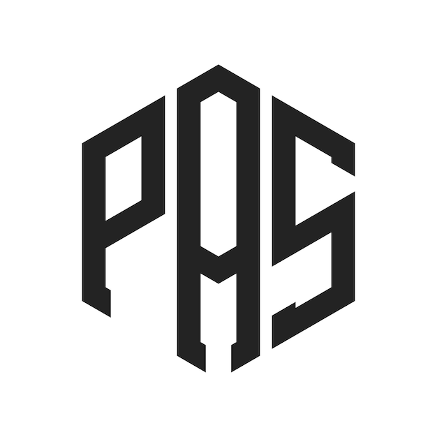 pas logo design initial letter pas monogram logo using hexagon shape