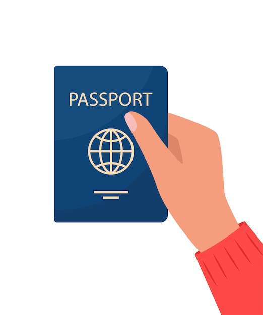 Passport in hand Man holds personal identification document Passport for travel and tourism