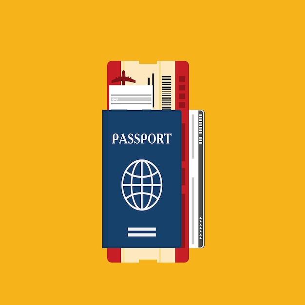passport with tickets icon vector illustration isolated on background