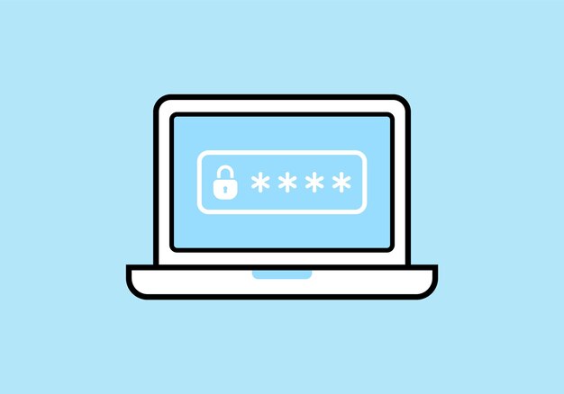 Password Locked Laptop Illustration