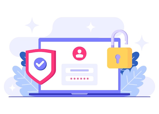 password secure access flat illustration vector template information privacy account protection