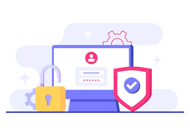 Password secure access flat illustration vector template information privacy Account protection