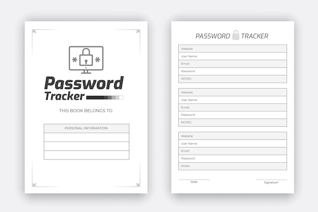 Password Tracker Log Book Design Template Reminder Journal Interior On White Paper