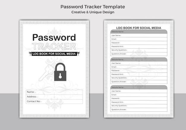Password Tracker Log Book Design Template Reminder Journal Kdp Interior And social media account