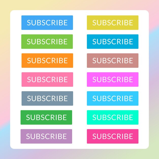 Pastel Colors Subscribe Button For TV Channel or Social Media