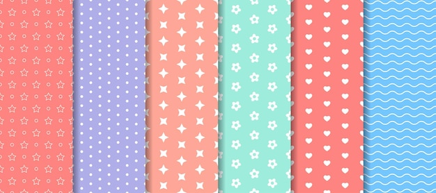 Pastel seamless pattern set