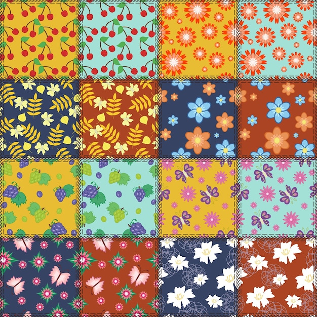 patchwork background with different patterns