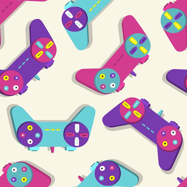 Pattern of joystick retro console game 90's. Vector illustration.