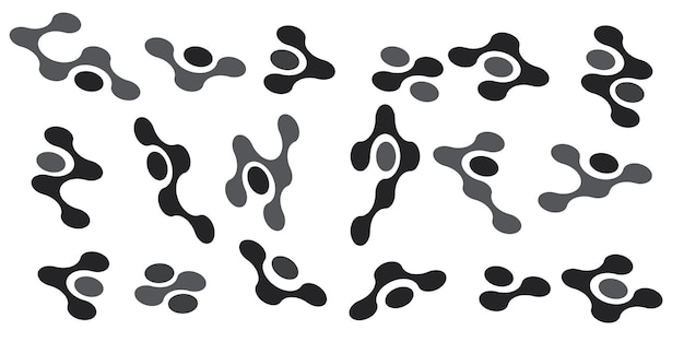Pattern with circle connect shape Metaball dots icon Integration technology symbols Abstract point movement Transition connected round blobs Vector texture illustration Isolated white background