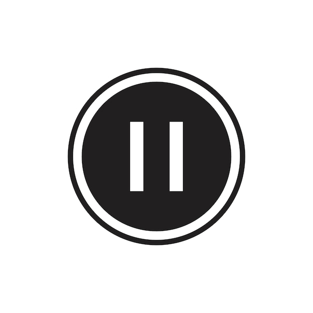 Pause button icon Flat art in black and white isolated