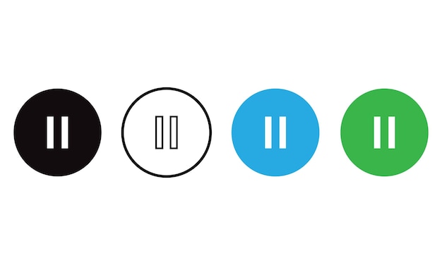 Pause Button Icons in Different Colors