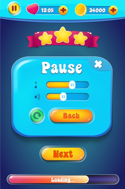 Pause setting menu with sound music