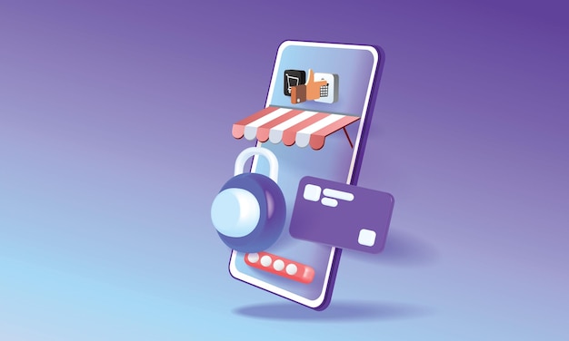 payment money online on phone 3d vector cash atm card bill sevice concept business coin sale and buy