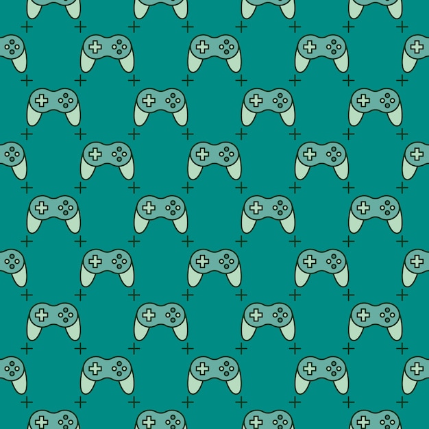 pc gamepad vector wireless game controller green creative seamless pattern