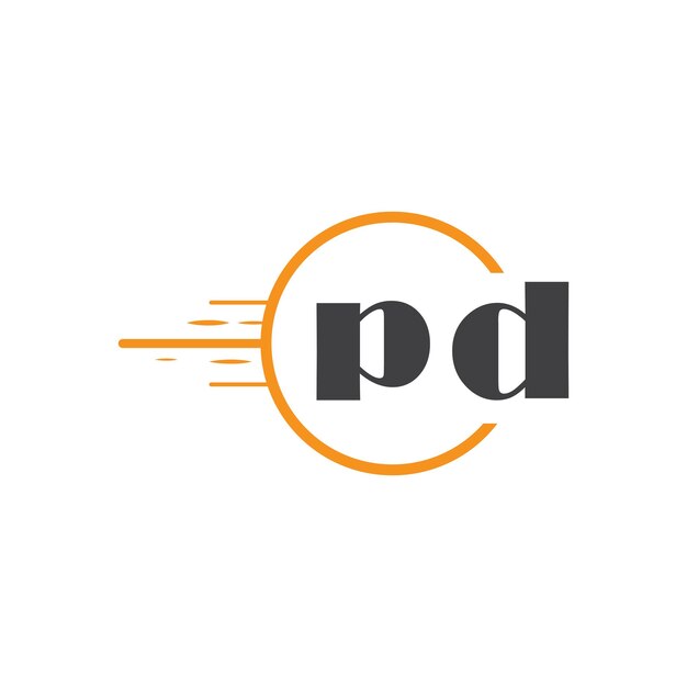 pd initial monogram logo with circle style design