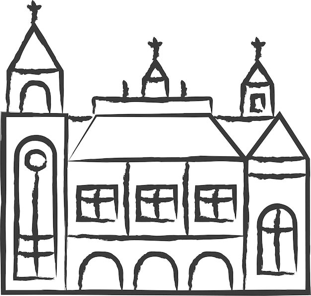 Peace Palace hand drawn vector illustration