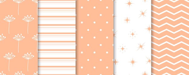 Peach fuzz and white seamless pattern collection Trend palette 2024