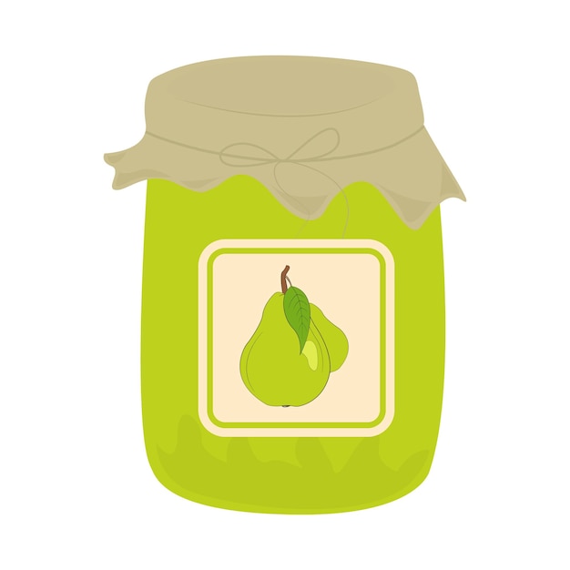 Pear jam in glass jar Bottle with preserve canning Natural product Healthy eating and diet Pear