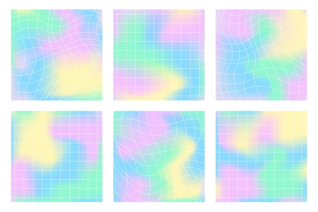 Pearlescent background with holographic gradient Hologram cover set