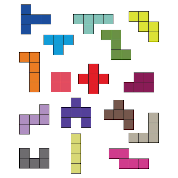 Pentominoes Clipart Set Design Different color