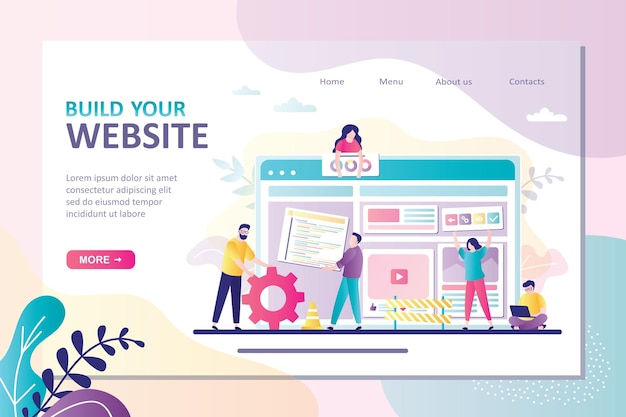 People builds website teamwork web design and development web developers constructs user account