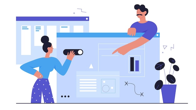 people develop ui ux design abstract web development process work of developer team