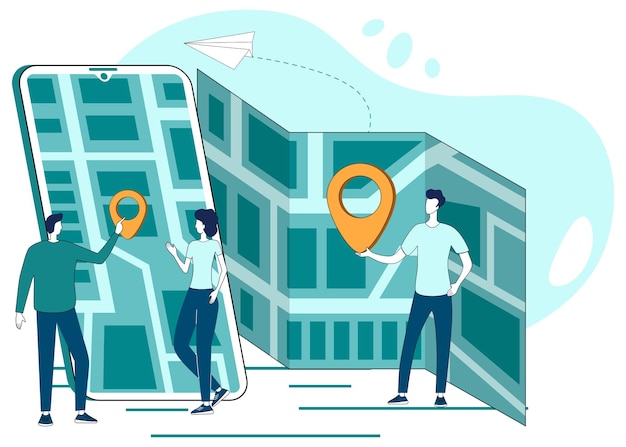 people maps navigation and smartphonethe concept of gps navigation